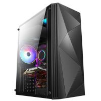 凌影黑色（豪华版） 机箱+3个15灯风扇|积至 凌影电脑机箱台式全侧透游戏水冷atx大板背线机箱K6