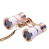 链条--白色|带手柄英伦复古观剧镜高清便携袖珍双筒望远镜金属女士专用演唱会