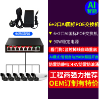 AI智能版国标2+6POE(90W防雷)|16口8口poe供电交换机千兆汇聚48v大华tp海康监控摄像头免poe分离器Y