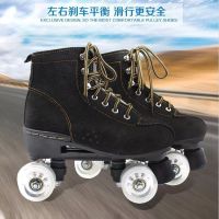 升级款黑色+白色闪光轮 39|溜冰鞋旱冰鞋滑轮黑色带灯发亮闪光轮双排四轮滑鞋儿童成人男女款