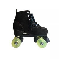 黑色+pu透明轮 41|溜冰鞋旱冰鞋滑轮黑色带灯发亮闪光轮双排四轮滑鞋儿童成人男女款