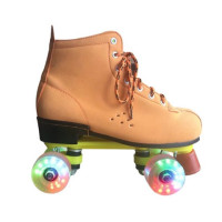 黄色+透明闪光轮 41|溜冰鞋旱冰鞋滑轮黑色带灯发亮闪光轮双排四轮滑鞋儿童成人男女款