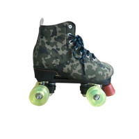 迷彩+pu透明轮 41|溜冰鞋旱冰鞋滑轮黑色带灯发亮闪光轮双排四轮滑鞋儿童成人男女款
