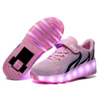 鞋led发光轮双轮成人儿童男女鞋轱辘爆走鞋自动隐形按钮J7