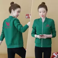 8916绿色 3XL|短外套女春秋小个子2020新款韩版棒球服宽松短款小外套休闲夹克潮N6