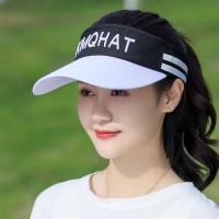 KMQ(白帽檐黑色)帽檐长约11cm 均码可调节(55-62cm)男女同款|帽子女夏天空顶遮阳帽韩版防晒无顶鸭舌太阳帽运