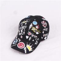 儿童款笑脸黑色3-8岁大约 可调节|韩版gd权志龙同款涂鸦长带子嘻哈棒球帽男女潮鸭舌亲子款鸭舌帽酷P7