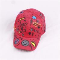 儿童款笑脸红色3-8岁大约 可调节|韩版gd权志龙同款涂鸦长带子嘻哈棒球帽男女潮鸭舌亲子款鸭舌帽酷P7