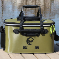 长50宽28高26军绿|加厚打水桶折叠装鱼桶活鱼箱背包桶小鱼桶渔具鱼护桶水桶