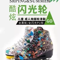 成人双排溜冰鞋 旱冰鞋 成年男女双排轮 双排轮滑鞋四轮闪光夜光R9