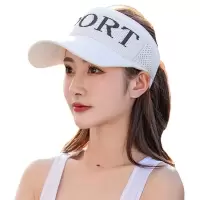 [空顶帽-SPORT款]-白色|夏季户外男女士运动网球帽无顶太阳帽遮阳帽棒球帽子韩版潮空顶帽