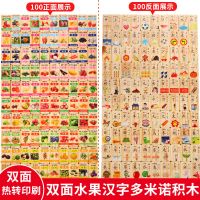100片水果汉字[新西兰松]|木制积木早教幼教数字汉字多米诺骨牌儿童益智玩具周岁宝宝识字