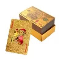 黄金扑克牌土豪金塑料防水扑克铁金属金箔扑克可水洗加厚家用B0