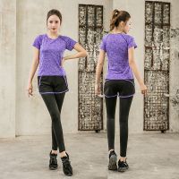 夏季瑜伽服短袖单上衣女性感速干跑步运动健身服初学者