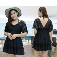 大码泳衣女微胖200斤游泳衣女保守遮肚裙式连体温泉妈妈泳衣