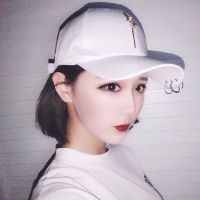 三环金色五角星-白色|新款帽子女韩版潮棒球帽鸭舌帽女春夏个性铁环棒球帽学生百搭男女