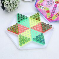 二合一跳棋飞行棋直径29cm备用6颗|能成人大号儿童玻璃球跳棋飞行棋二合一棋盘亲子休闲益智玩具W2