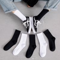 纯色直条[长筒四双装]3黑1白|袜子女韩版 中筒男春夏季薄款jk长袜子防臭篮球袜短袜ins长筒潮流R8