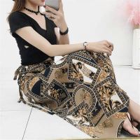 雪纺碎花系带半身裙中长款夏季度假防晒沙滩裙一片式高腰显瘦裹裙B1