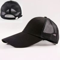[黑色]加长透气网格|男女加长帽檐棒球帽子全棉纯黑色韩版情侣春夏季休闲高尔夫鸭舌帽C0