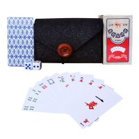 窄版塑料（送毛毡包骰子）|麻将纸牌塑料水晶麻将扑克牌套装 纸牌麻将牌 便携无声纸麻将