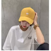 小M字款-立体绣m---橘黄色|帽子女遮阳帽百搭韩版潮ins防晒太阳帽夏鸭舌帽学生情侣棒球帽男