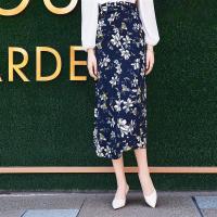 2019春夏新款系带防晒碎花雪纺长裙一片式半身裙女中长款高腰裹裙