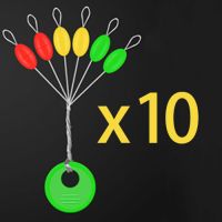 彩色橄榄型10组(60粒) 大号(2.5#-5#线)|7+1太空豆套装圆柱形橄榄形子线夹渔具套装垂用品鱼