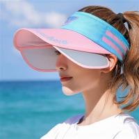 空顶三角标----粉+蓝色 可调节--收藏送防风绳+冰袖|帽子女夏季鸭舌帽韩版潮户外运动防晒网球帽棒球太阳帽空顶遮阳帽