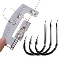 盒装4号鱼钩50枚+绑钩器|新型绑钩器手动子线不锈钢绑钩栓钩器绑双钩伊势尼鱼钩工具A5