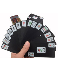 黑玫瑰扑克麻将|犇牛pvc磨砂麻将扑克牌塑料防水迷你旅行便携无声纸麻将纸牌D9