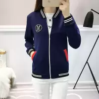 蓝色 L[90-100斤]|外套女春秋2020春装新款韩版棒球服宽松胖mm加肥加大码女装200斤