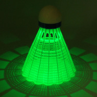 [发光塑料羽毛球]绿色3只|彩色发光塑料羽毛球 夜光尼龙羽球led电子灯带开关晚上打球的神器W2