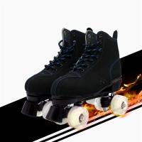 成人双排轮溜冰鞋人 双排轮儿童四轮旱冰鞋初学者男女闪光轮滑鞋I5