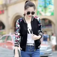 花朵凤凰袖 3XL|2020春秋季新款大码女装短款外套女薄款韩版宽松学生bf棒球服夹克F3