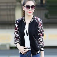 色条拼接袖 L|2020春秋季新款大码女装短款外套女薄款韩版宽松学生bf棒球服夹克F3