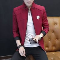 806酒红色加绒 4XL尺码适合168到175斤左右|新款春秋季夹克男外套男士潮流上衣时尚休闲青少年修身棒球服男装