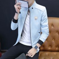 806天蓝色加绒 2XL尺码适合128到149斤左右|新款春秋季夹克男外套男士潮流上衣时尚休闲青少年修身棒球服男装