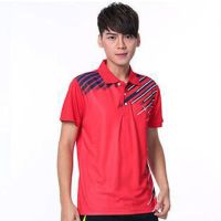 9815红色男上衣 M|男女大码速干运动服套装情侣乒乓球衣翻领羽毛球短袖t恤上衣S2