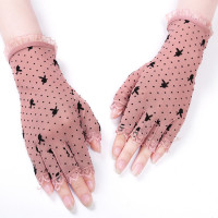夏季防晒手套女 薄款网纱开车必备手套蕾丝半指户外运动U8