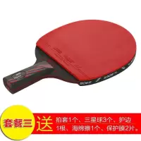 套餐三蓝海绵纳米碳9.8[短柄]1支|乒乓球拍6星单支装训练六星乒乓球拍红黑单拍学生成人拍9.8套餐Y0