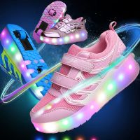 儿童鞋双轮溜冰鞋女童轮滑鞋学生男童滑轮鞋轮子可拆卸运动鞋B5