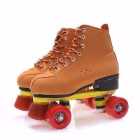 升级款黄皮pvc塑料轮 40|特价溜冰鞋四轮双排旱冰鞋儿童轮滑鞋初学者旱冰场男女平花鞋R0