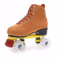 升级款黄发光白轮 38|特价溜冰鞋四轮双排旱冰鞋儿童轮滑鞋初学者旱冰场男女平花鞋R0