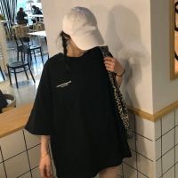 黑色短袖T恤女宽松韩版半袖网红社会衣服原宿风ins学生少女上衣夏