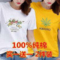 100%纯棉 短袖女2020夏季新款宽松韩版学生T恤半袖上衣潮
