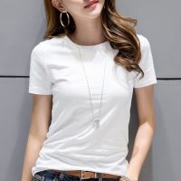 95棉短袖纯白色T恤女装夏季修身黑色打底衫纯棉上衣体恤