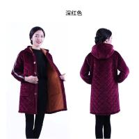 冬季长款罩衣韩版加厚保暖成人罩衣男女围裙家居服防护工作服|深红色袖子条纹款(老板推荐) XXL(适合120-150斤)