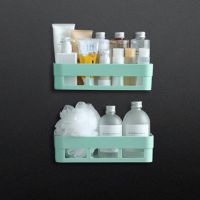 卫生间置物架免打孔厨房墙上多功能收纳架壁挂式浴室厕所三角架子|北欧绿 [热卖]2个长方形+1个三角形