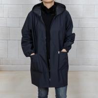 男士女拉链罩衣成人轻度防水防油烟围裙连帽大人工作服厨房长袖|深蓝色 4XL
